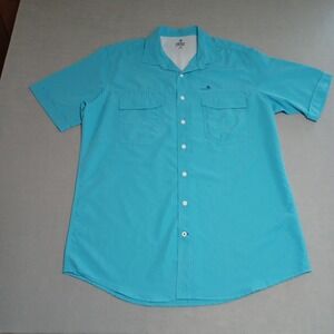 IZOD Saltwater Mens XLT Blue Short Sleeve Fishing Shirt Button Up Performance